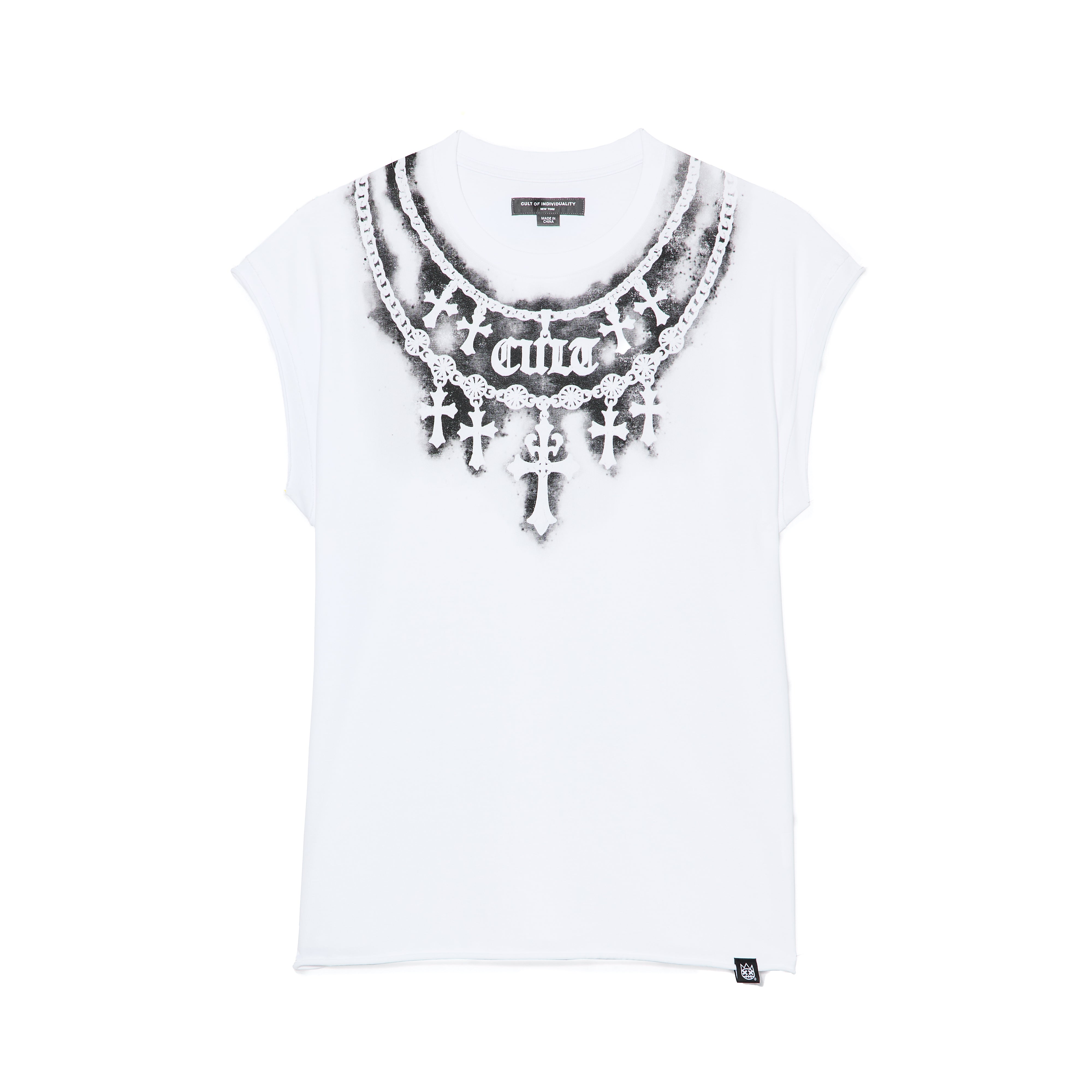 Cult's Sleeveless Tee "Stencil" in White