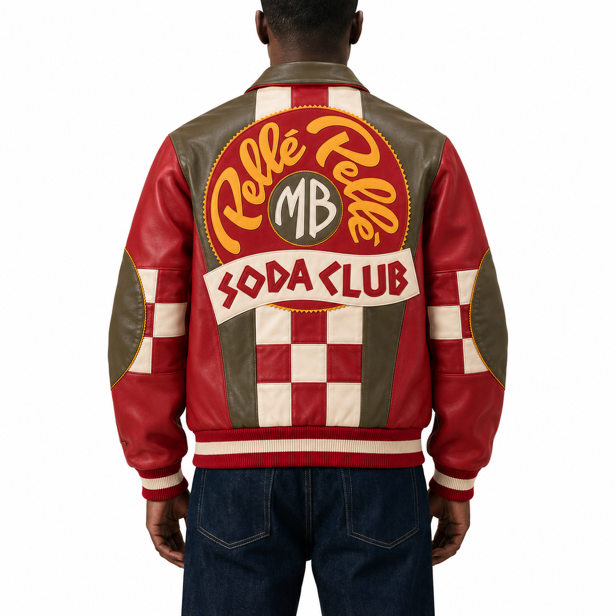 Checkered Soda Club Jacket - Olive / Cabernet / Ivory / Maize