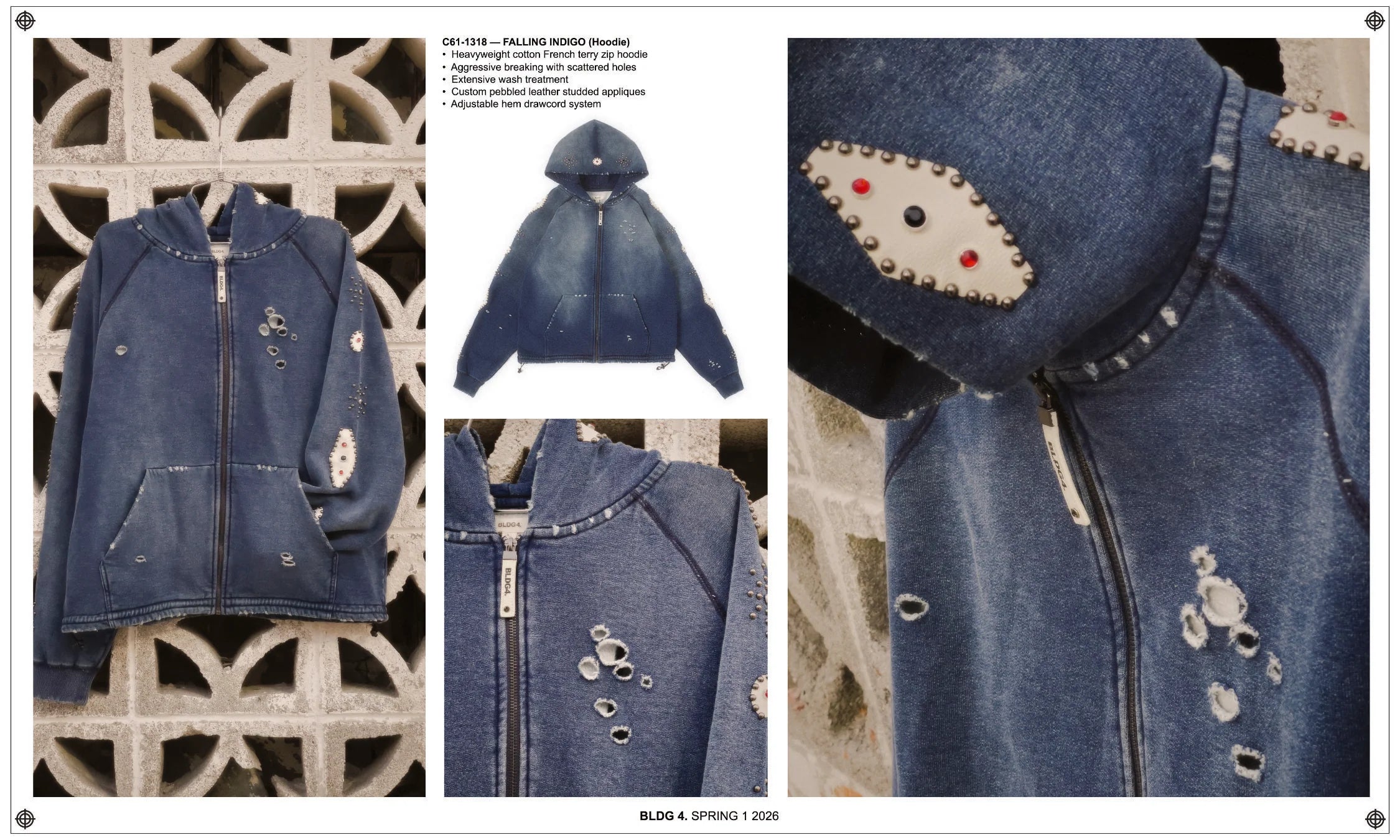 Falling Hoodie - indigo