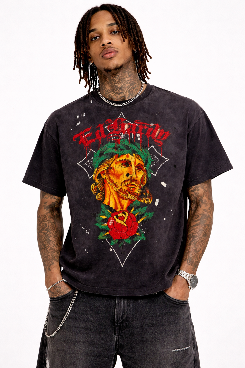 Holy Cross Boxy T-Shirt - Vintage Black