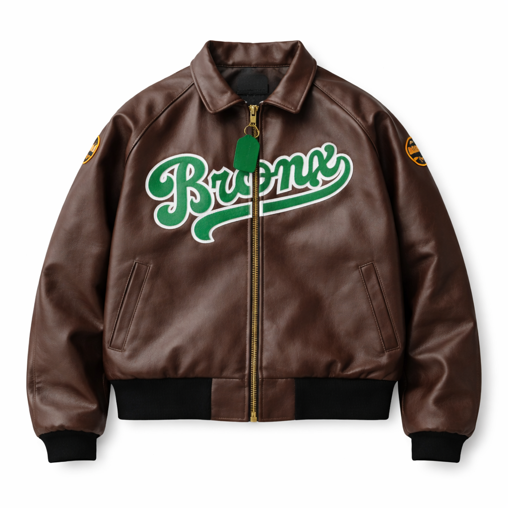 Fly Geenuis X Vanson Bronx Bomber Jacket - Brown