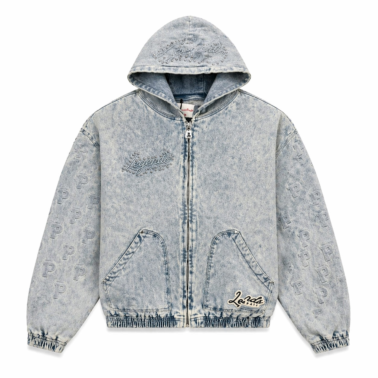 Embossed Denim Suit - Light Blue