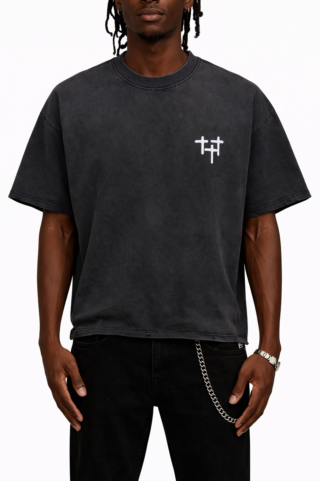 Colin Oversized T-Shirt - Black Smoky Stars