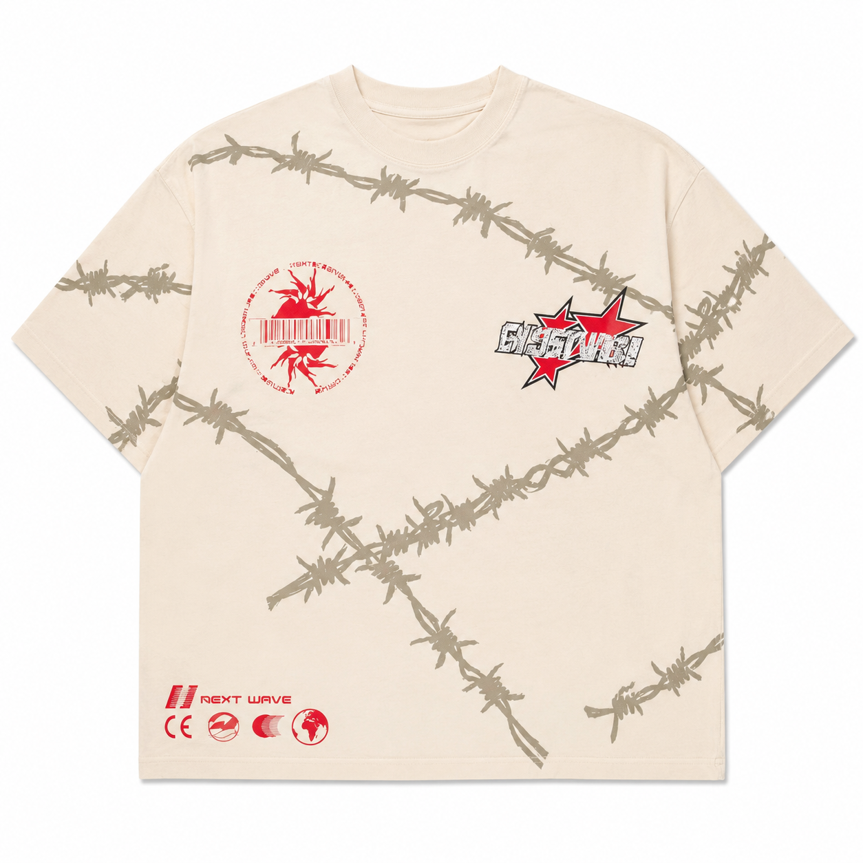 Barbed Wire T-Shirt - Bone