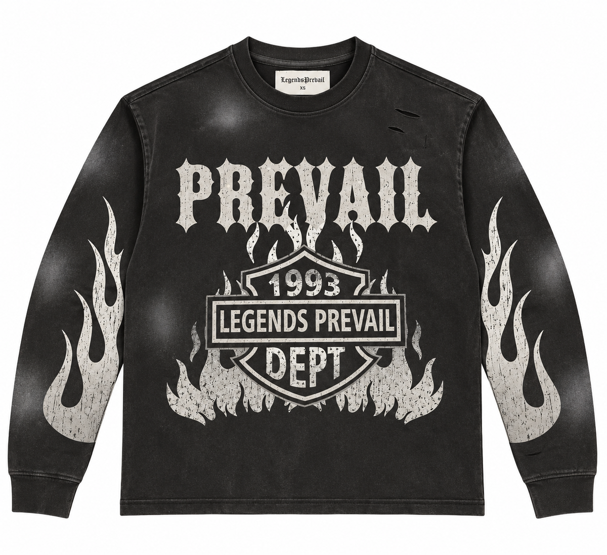 Motor Flames Long Sleeve T-Shirt - Black