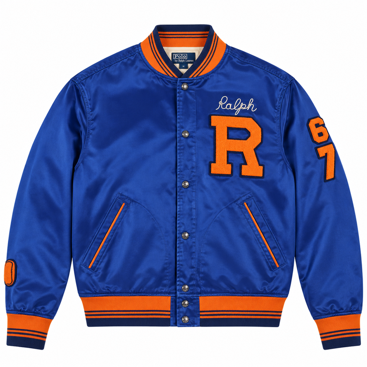 Satin Letterman Jacket - Blue Yacht