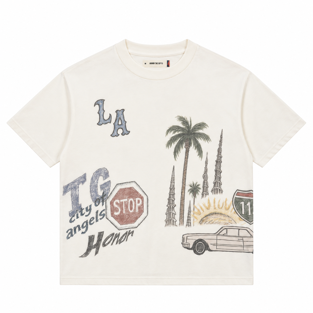 All Over Los Angles T-Shirt - Bone