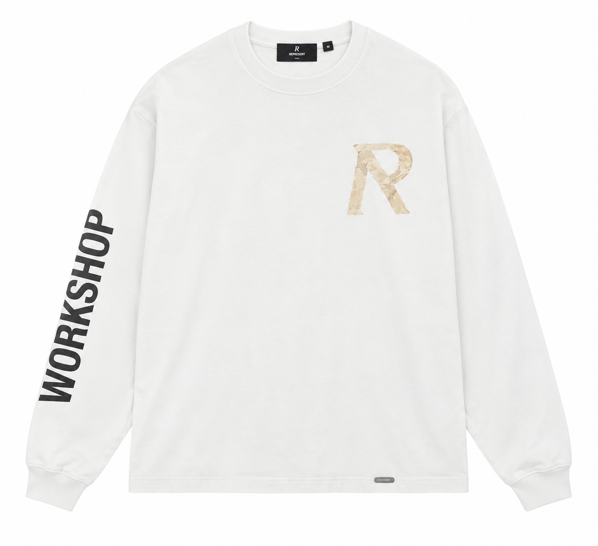 Masking Tape Initial Long sleeve T-Shirt - Flate White