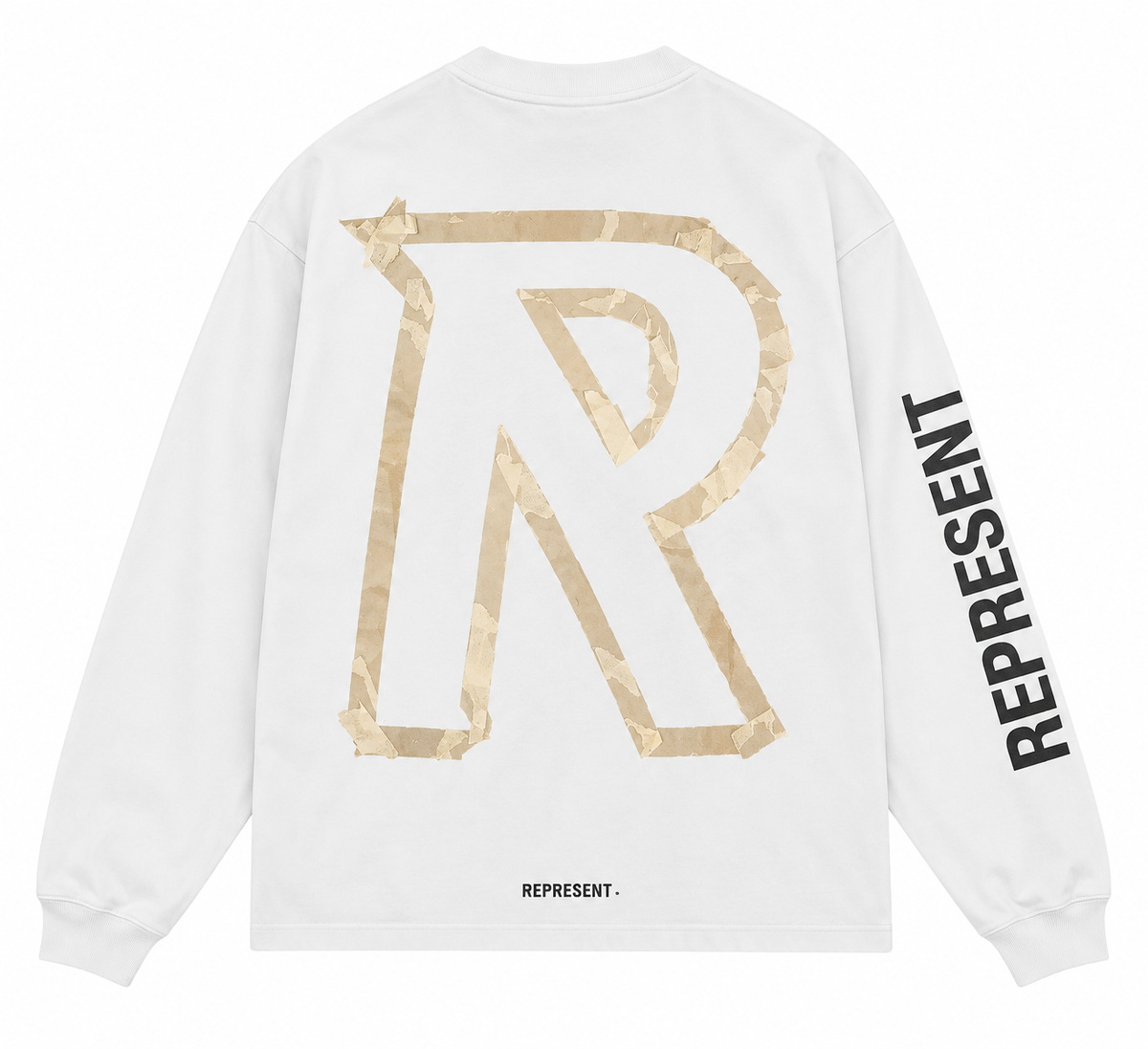 Masking Tape Initial Long sleeve T-Shirt - Flate White