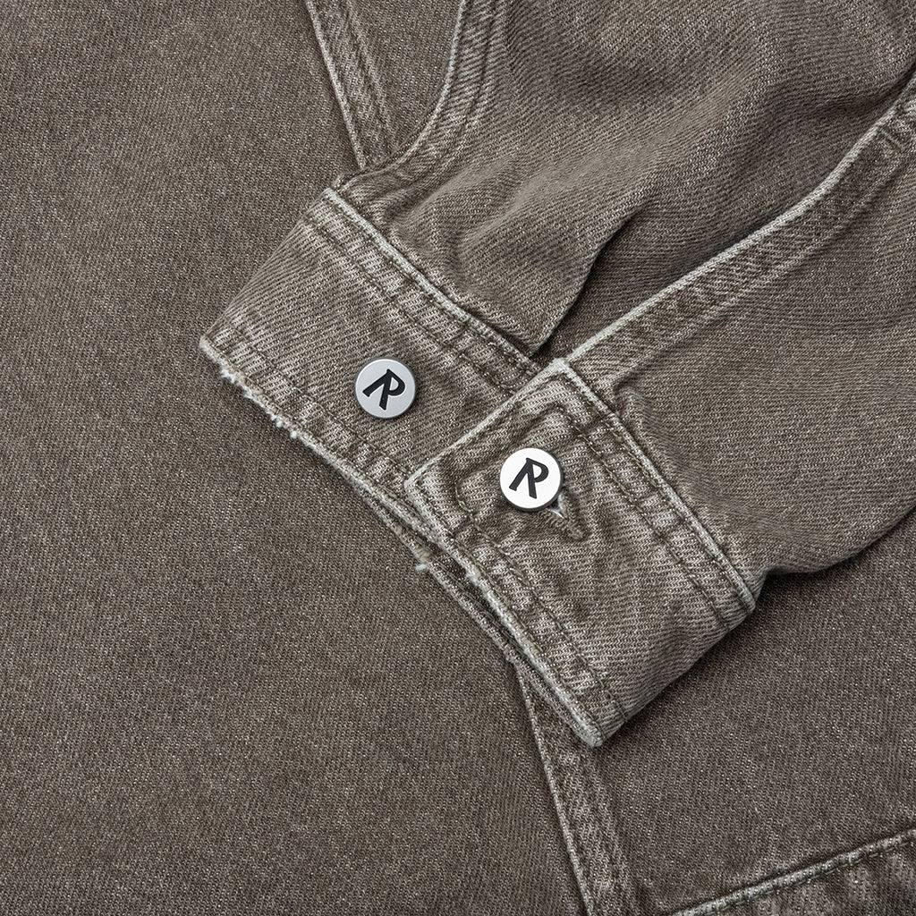 Collard Denim Jacket - Washed Olive