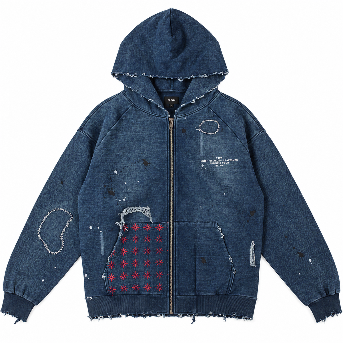Concrete Hoodie- Indigo Dyed
