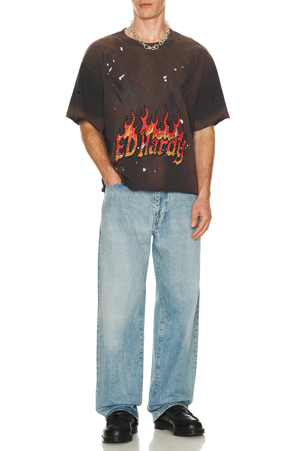 Eagle Flame Boxy T-Shirt - Sunfade Grey