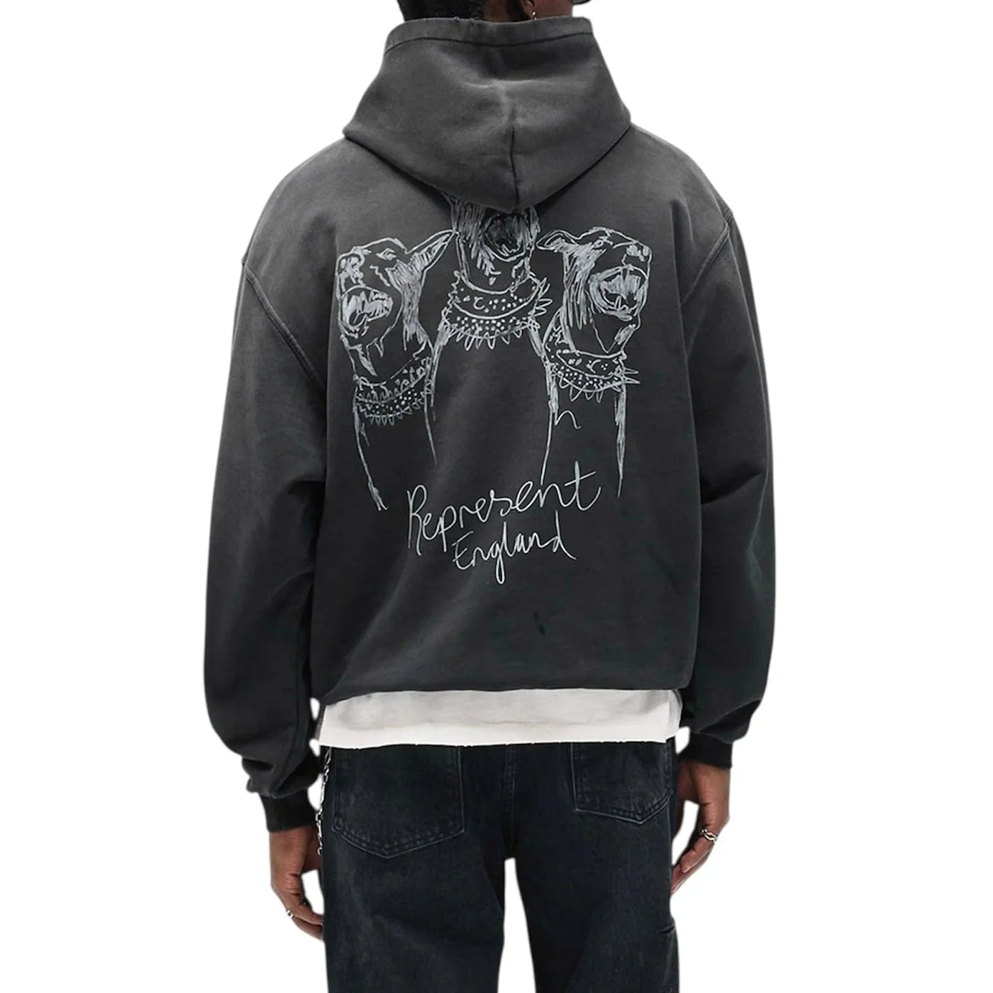 Hand Drawn Thoroughbred Dogs Hoodie - Vintage Black