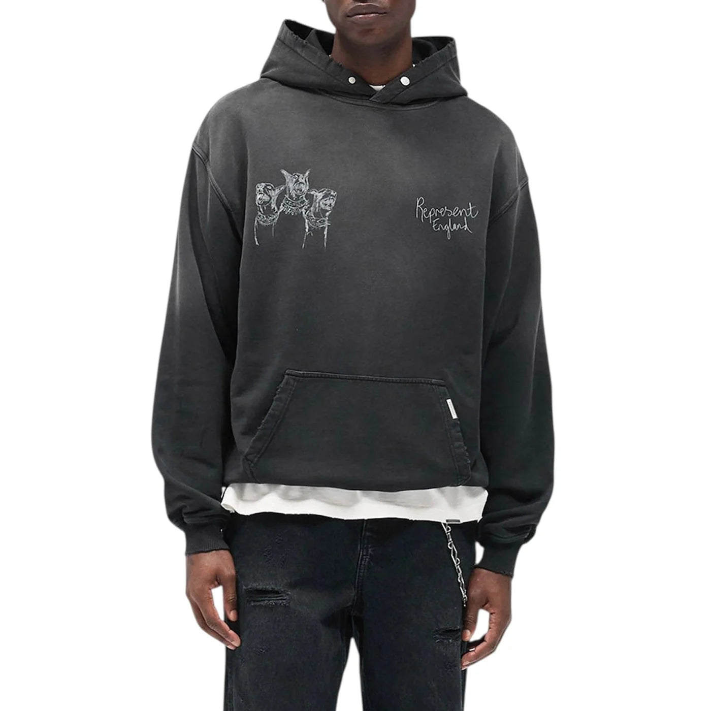 Hand Drawn Thoroughbred Dogs Hoodie - Vintage Black