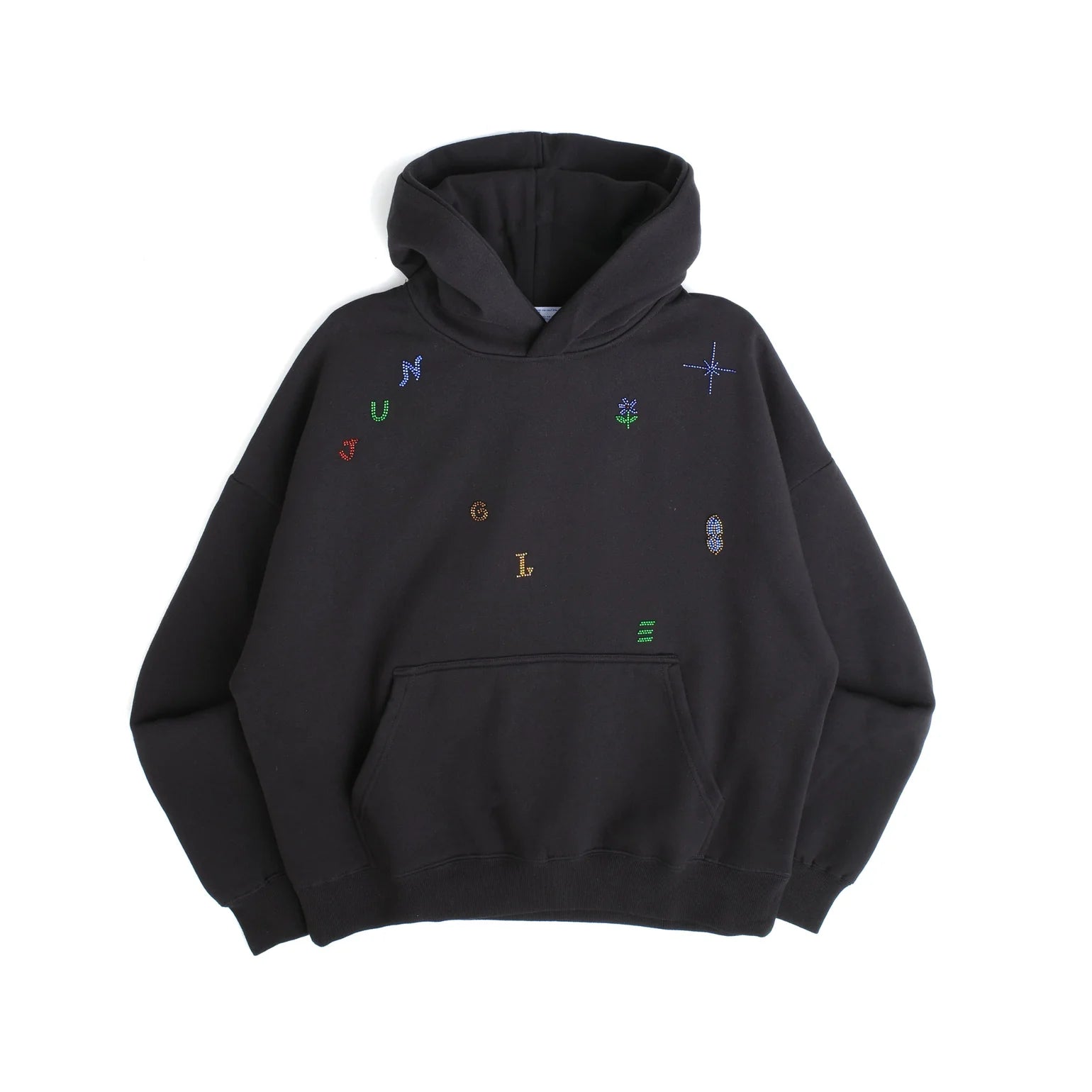 Letters Beaded Hoodie - Black