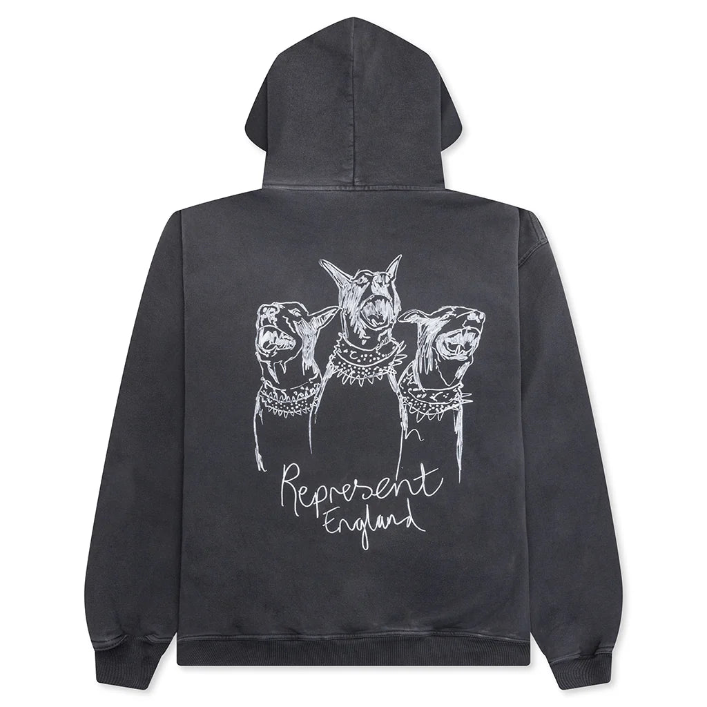 Hand Drawn Thoroughbred Dogs Hoodie - Vintage Black