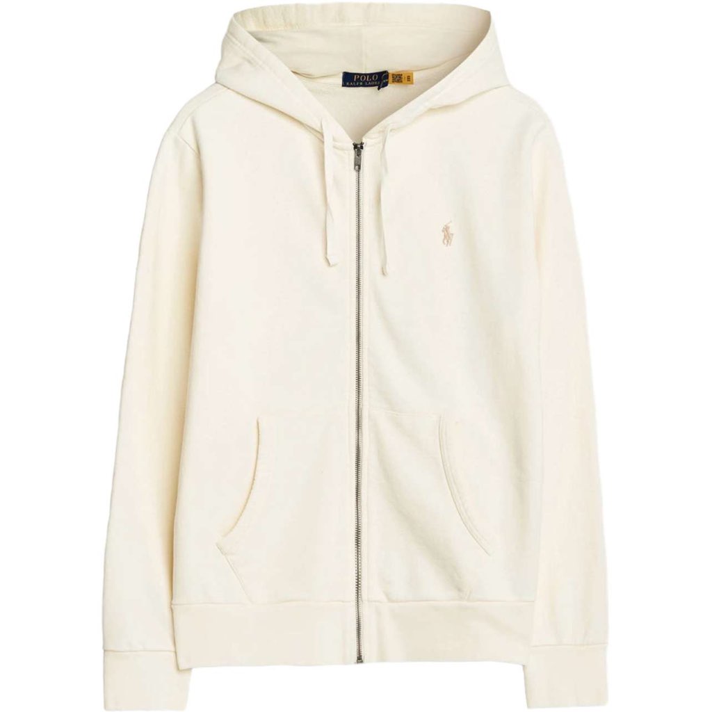 Loopback Zip Down Hoodie - Cream