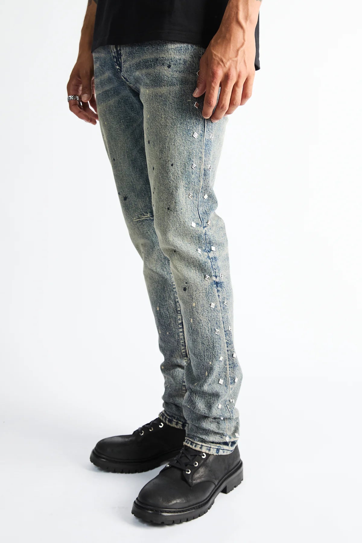 Bryant Skinny Jean - Marine Paint Stud
