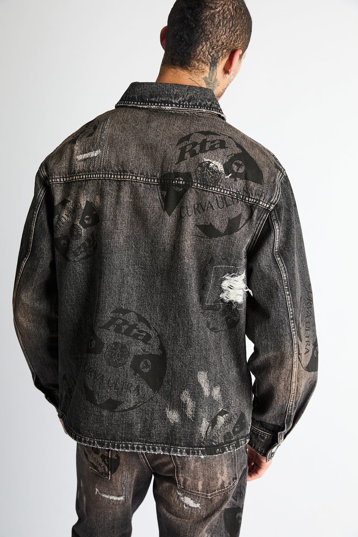 Norris Denim Shacket - Charcoal Ember Allover Soccer
