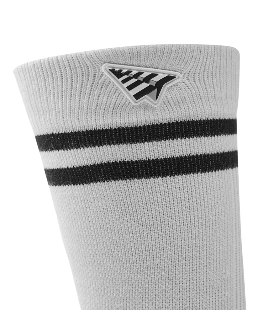 Silicone Patch Crew Socks - White