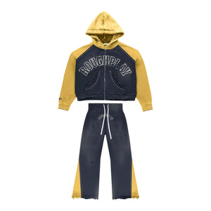 Two Tone Sweatsuit - Navy & Gold