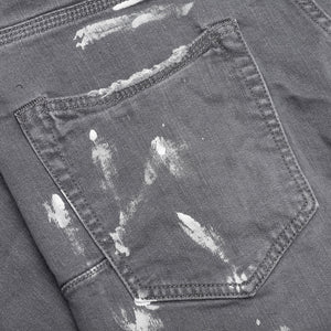 Worn Grey Knee Slit Jeans