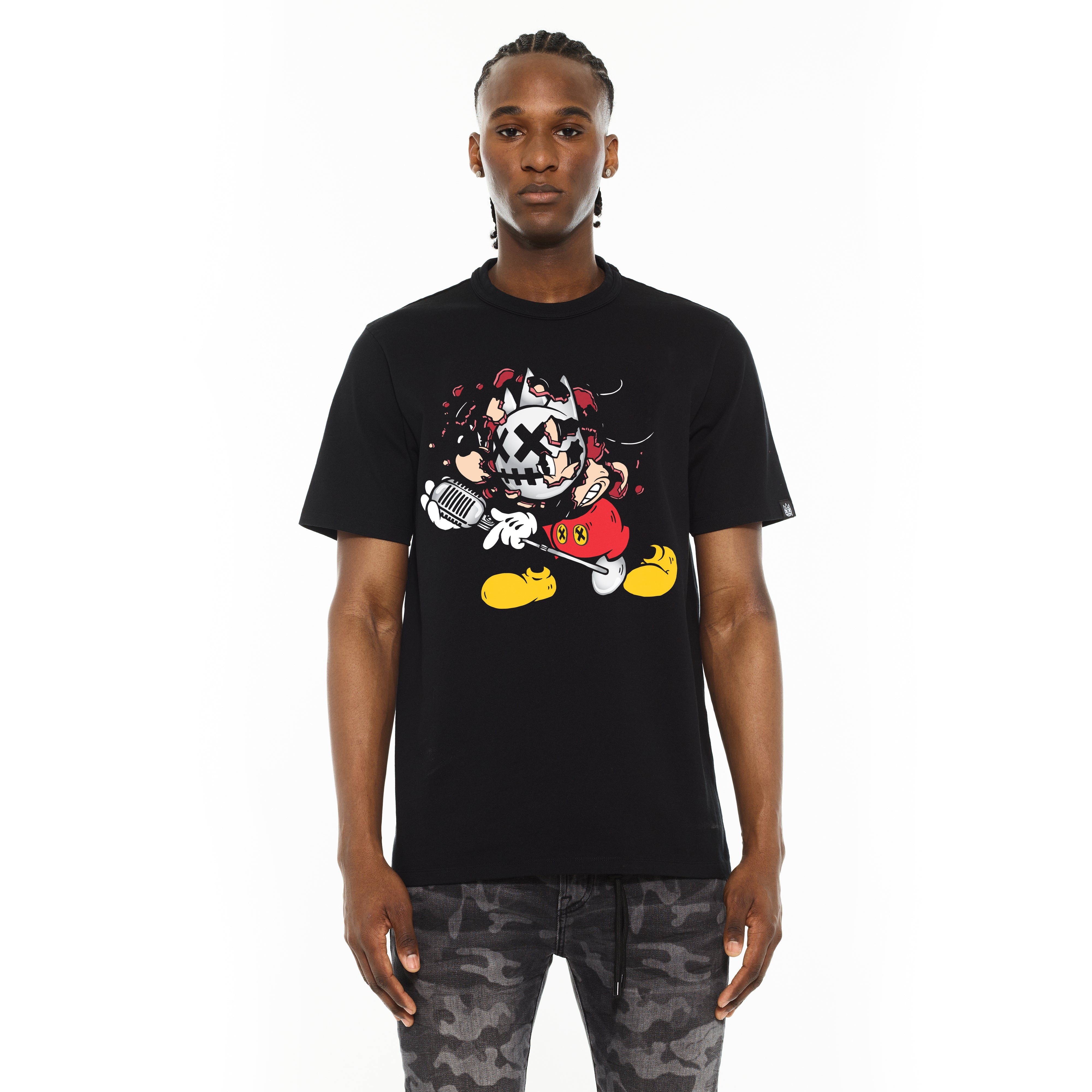 Cult's Crew Neck T - Microphone in Black