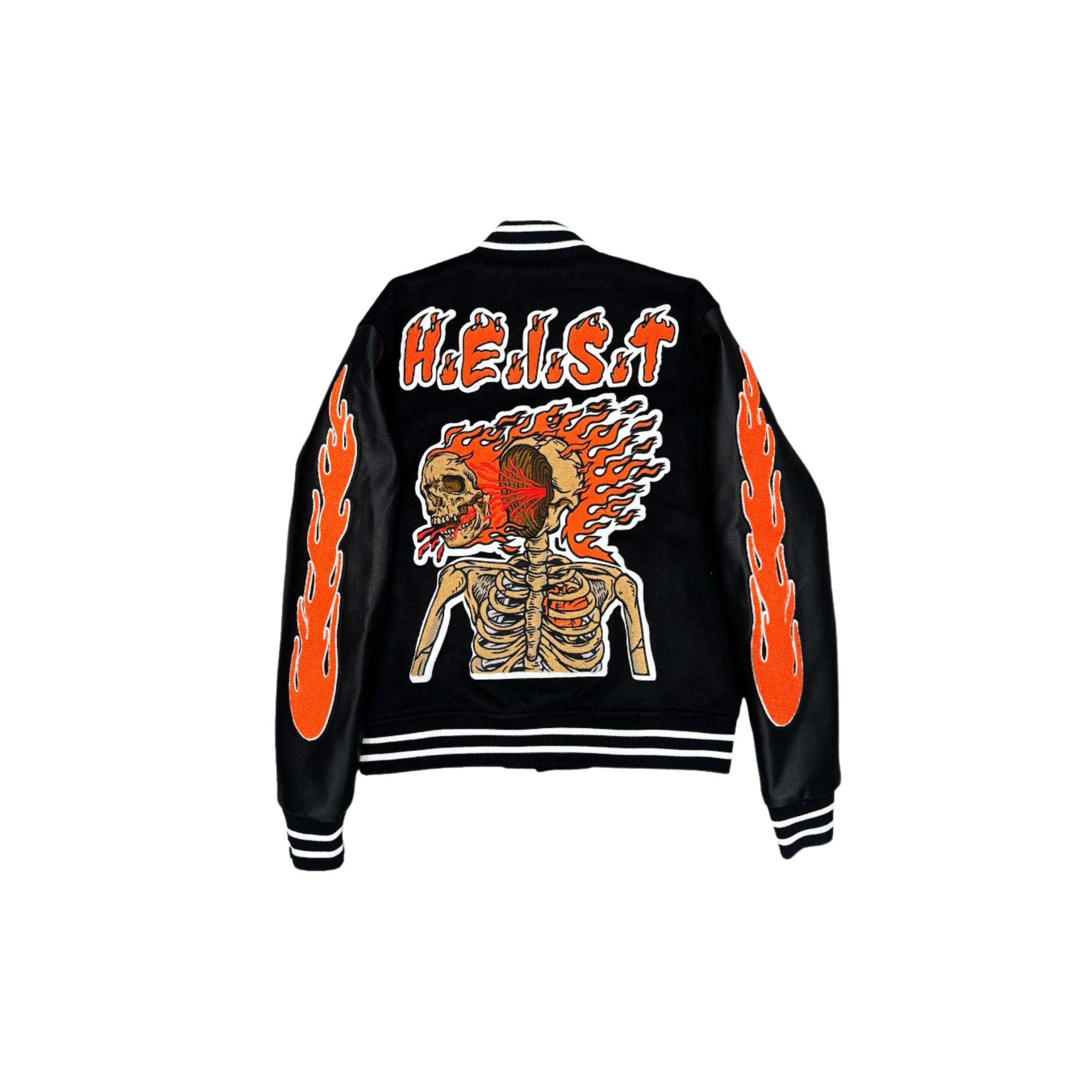 Faceoff Varsity Jacket - Black & Orange