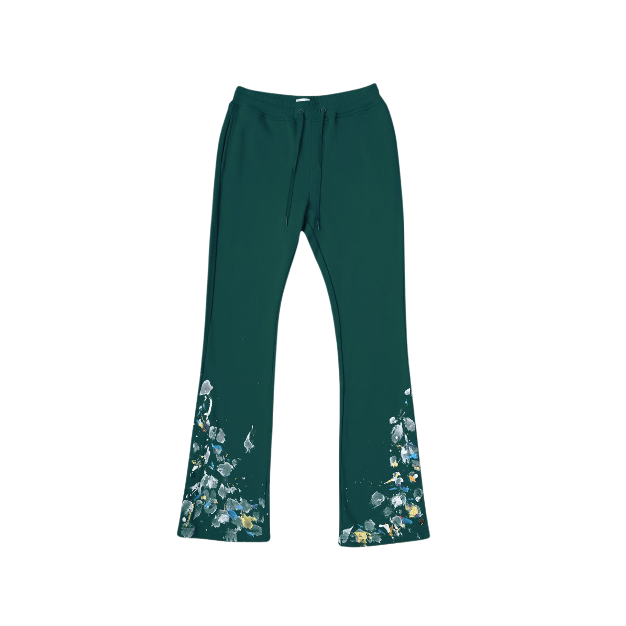 PAINT SNAP FLARED PANTS - Hunter green
