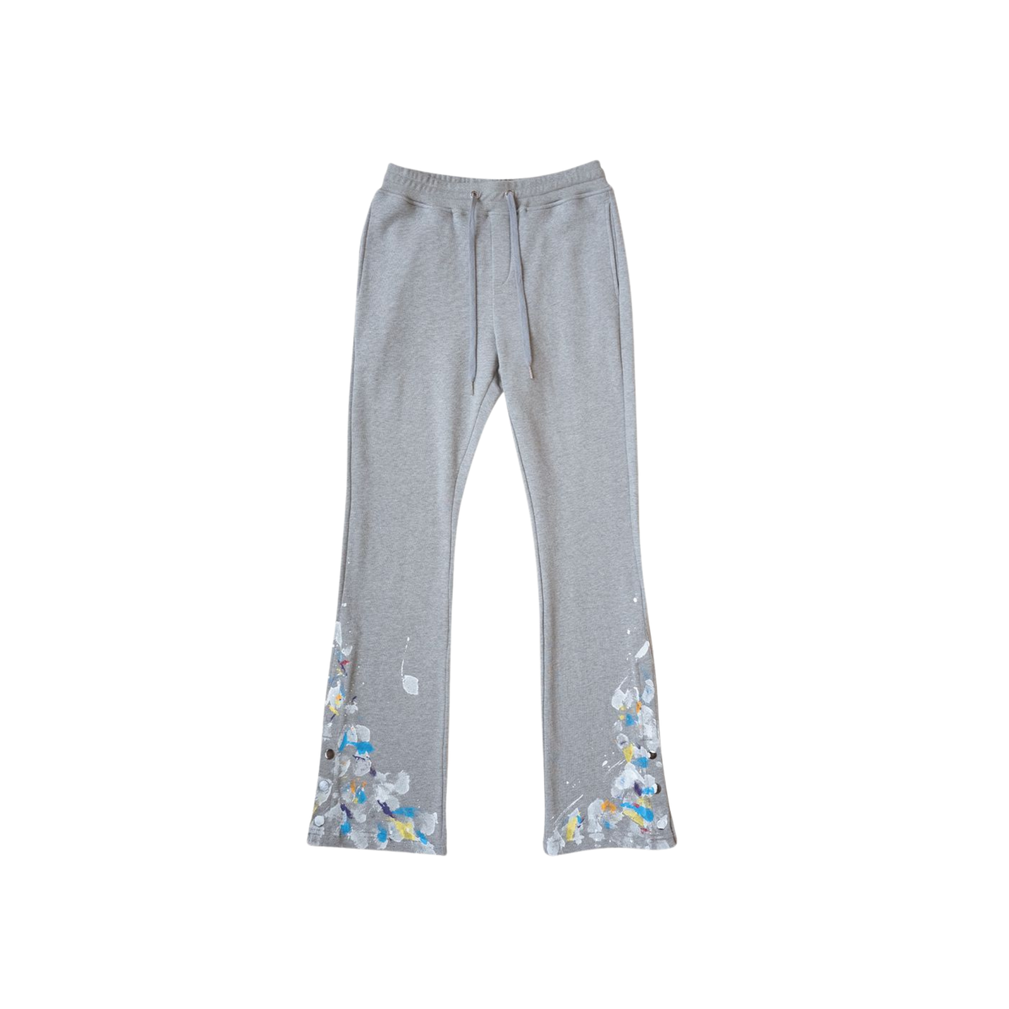 PAINT SNAP FLARED PANTS - Heather grey