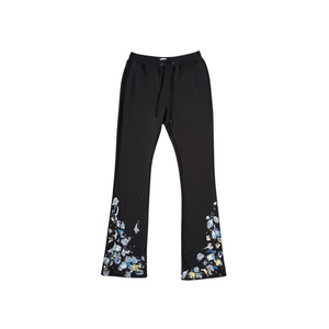 PAINT SNAP FLARED PANTS - Black