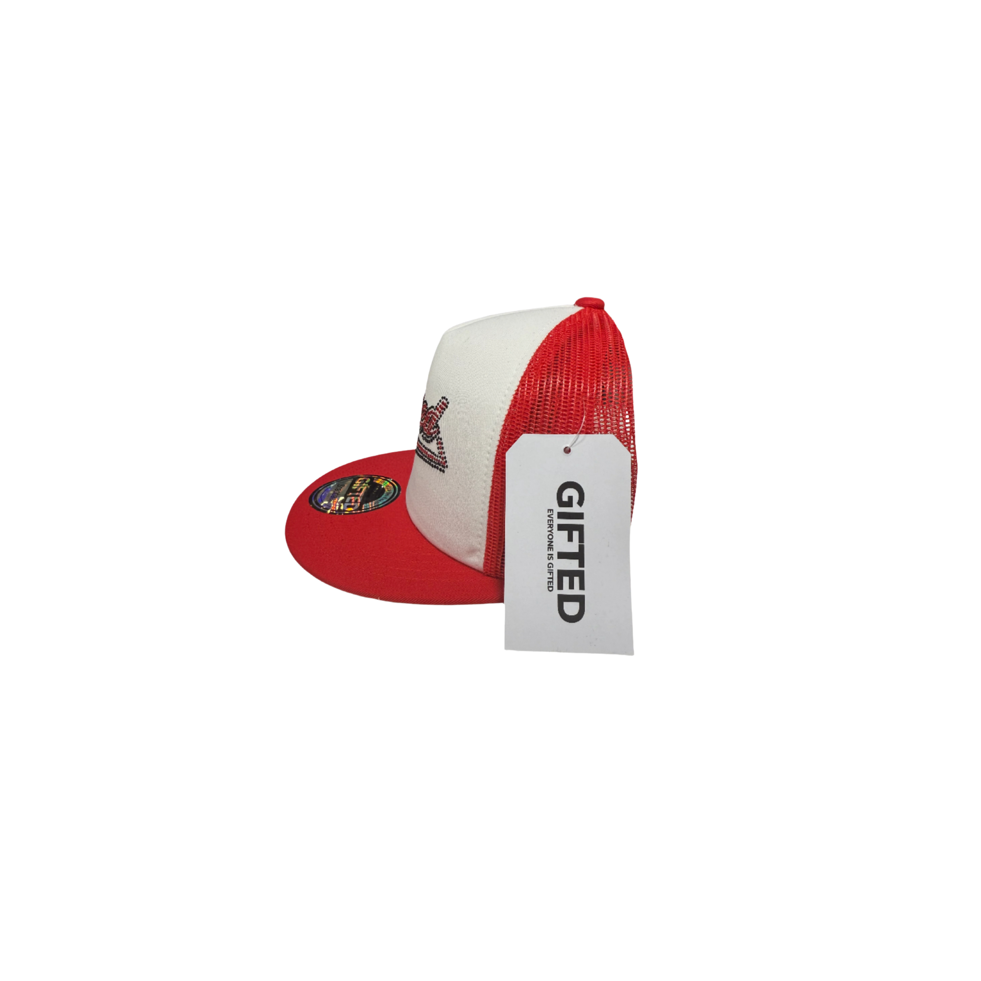 crystal cap - white red
