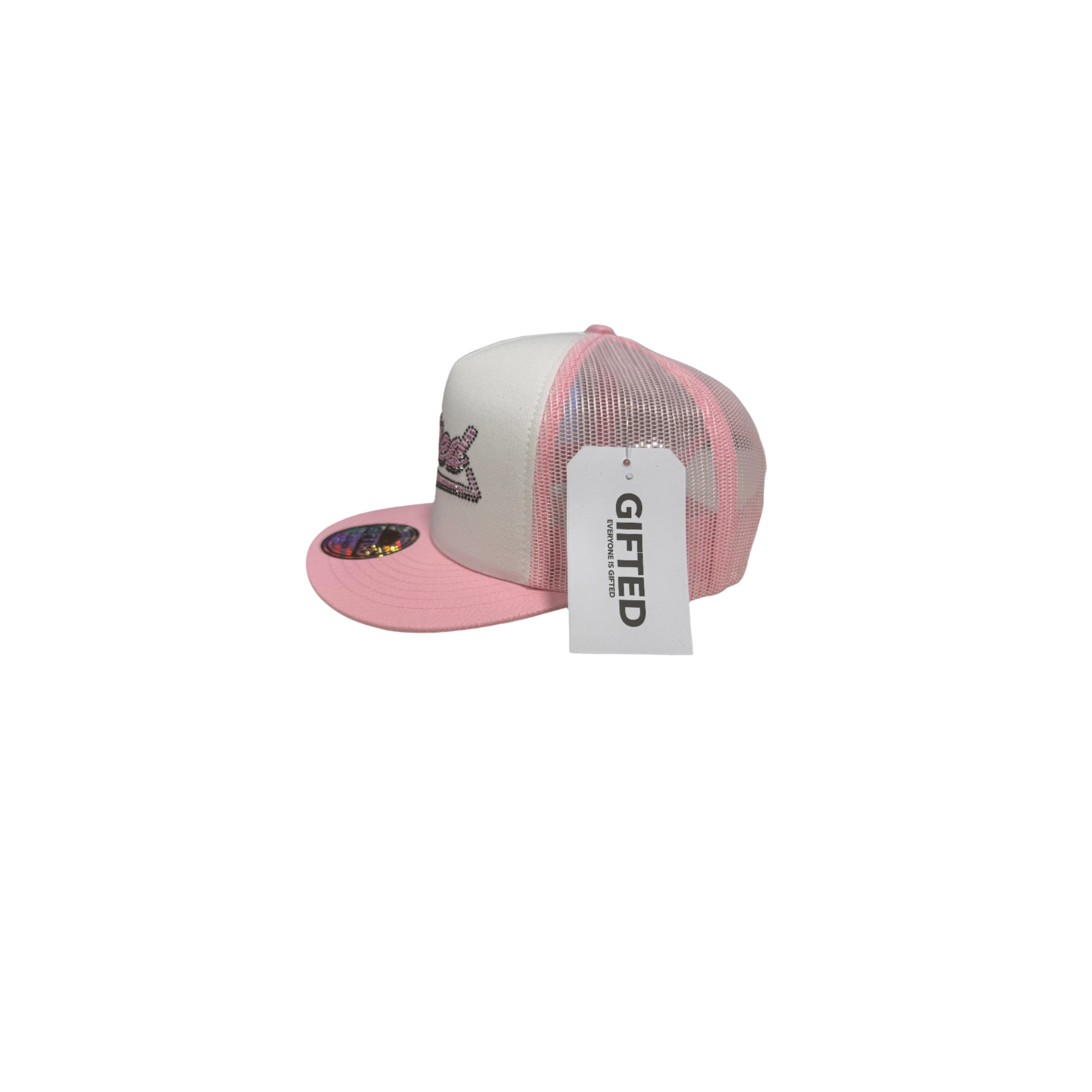 crystal cap - white pink
