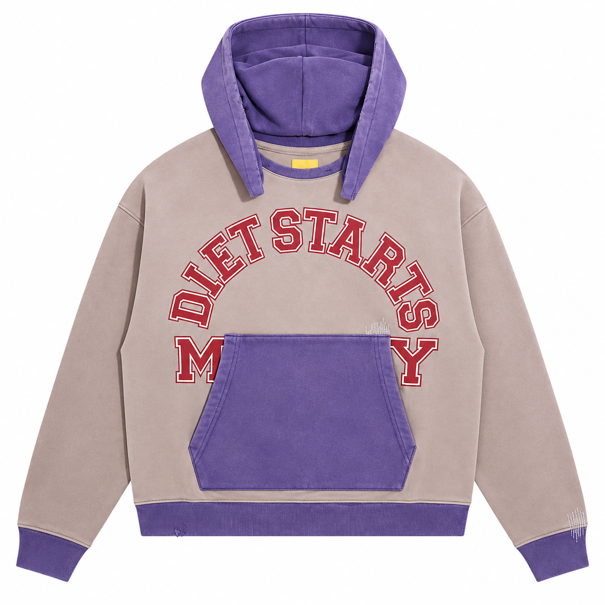 Collegiate Overlap Hoodie - Grey/Purple