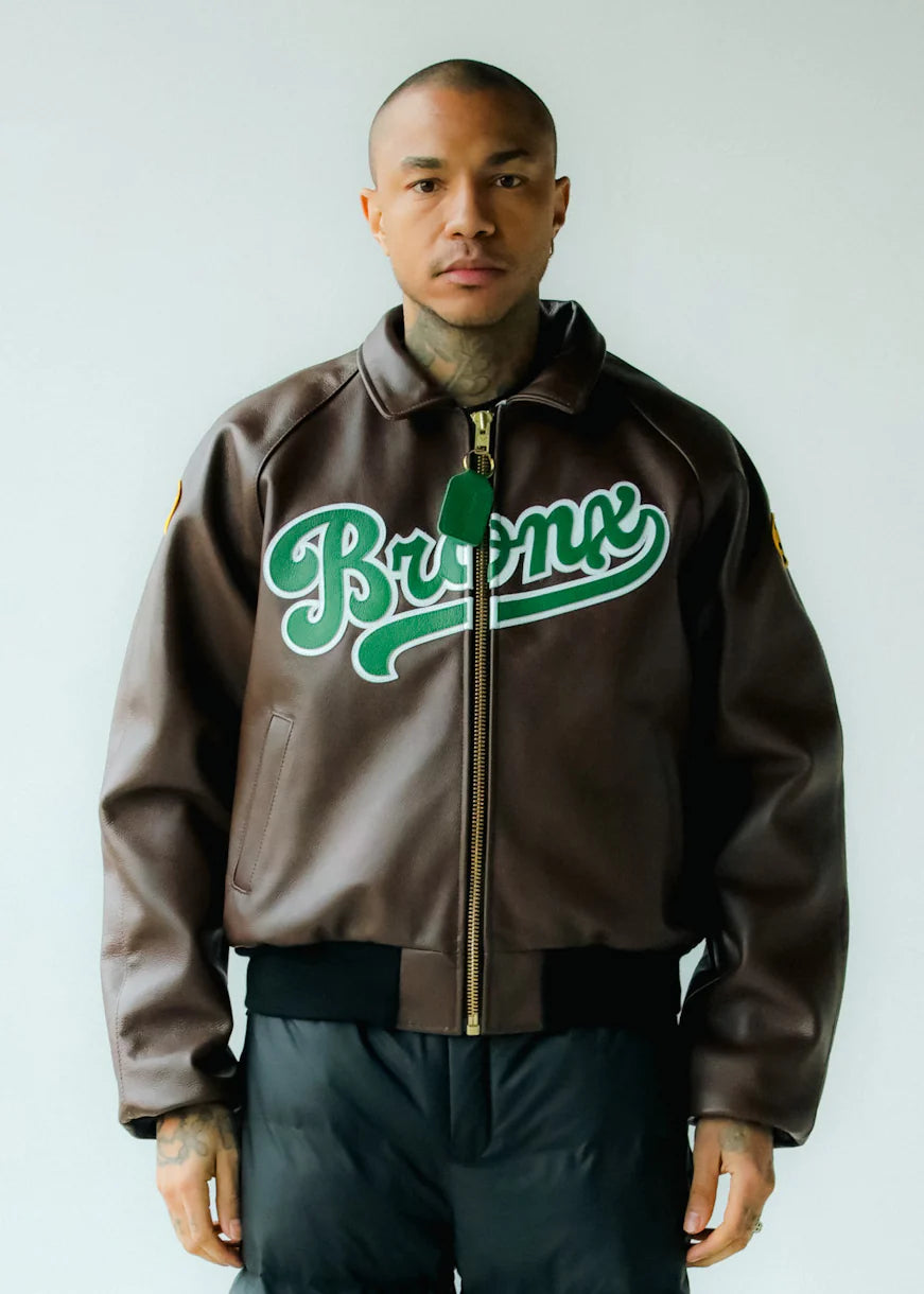 Fly Geenuis X Vanson Bronx Bomber Jacket - Brown