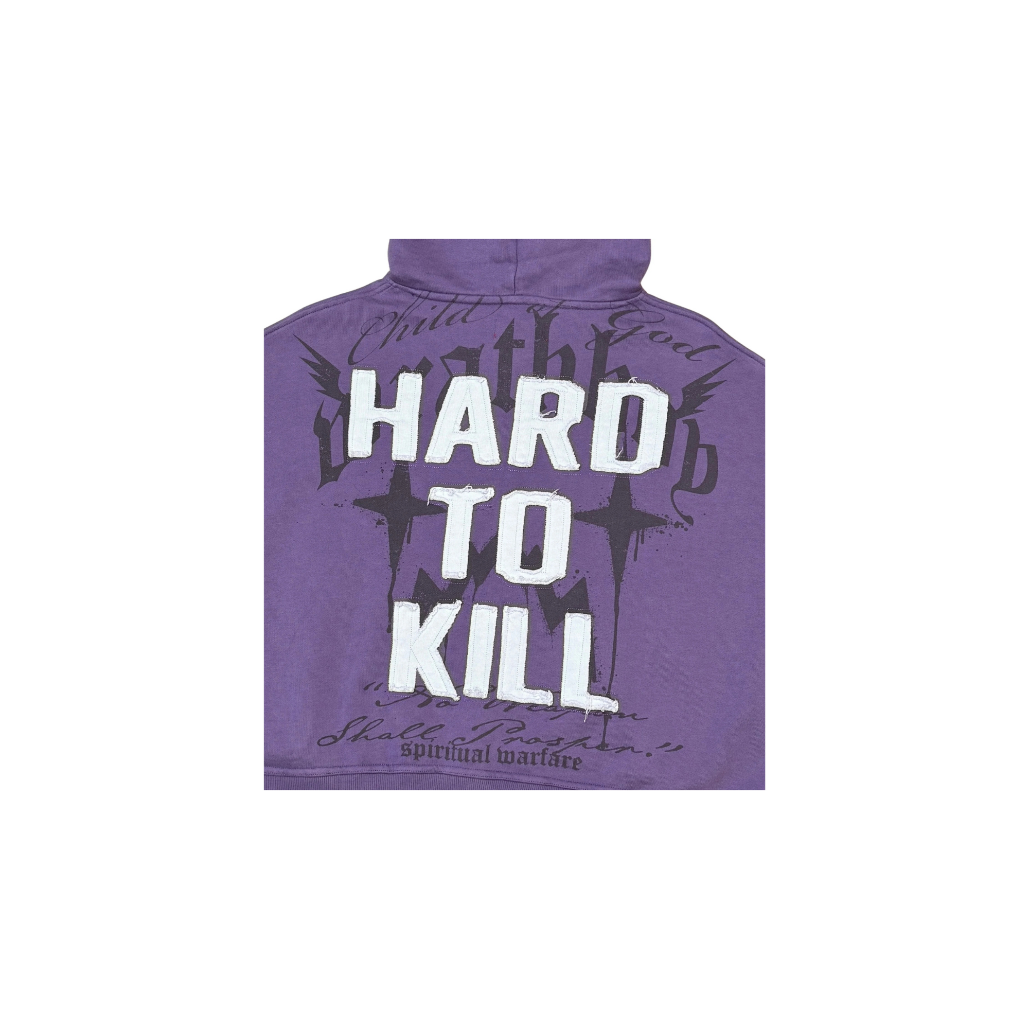 War Zip Cropped Hoodie - Purple