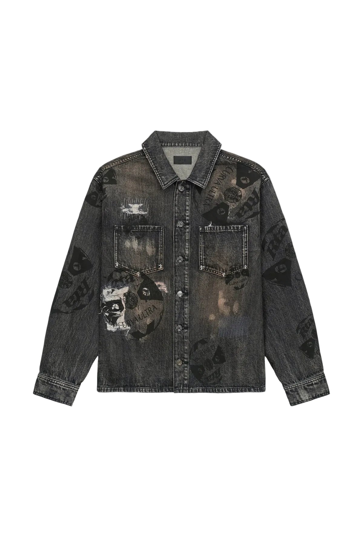 Norris Denim Shacket - Charcoal Ember Allover Soccer