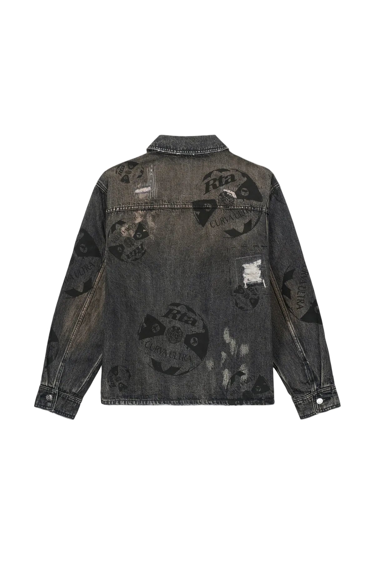 Norris Denim Shacket - Charcoal Ember Allover Soccer