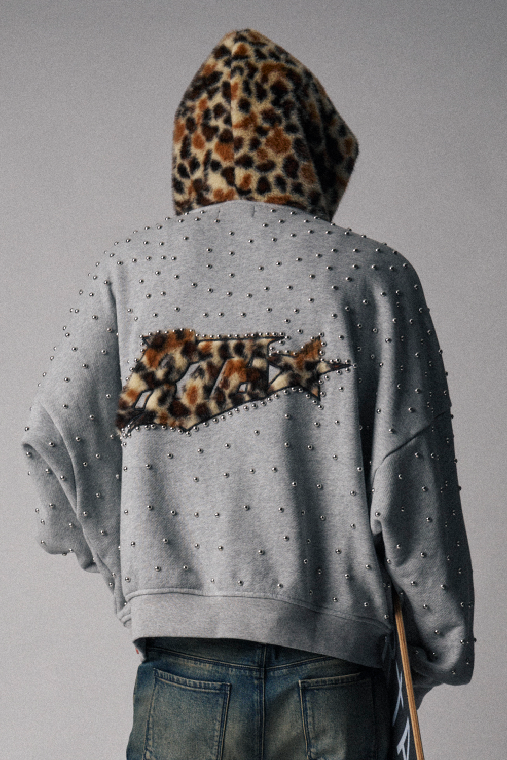 Yoni Hoodie With Contrast Hood - Heather Grey