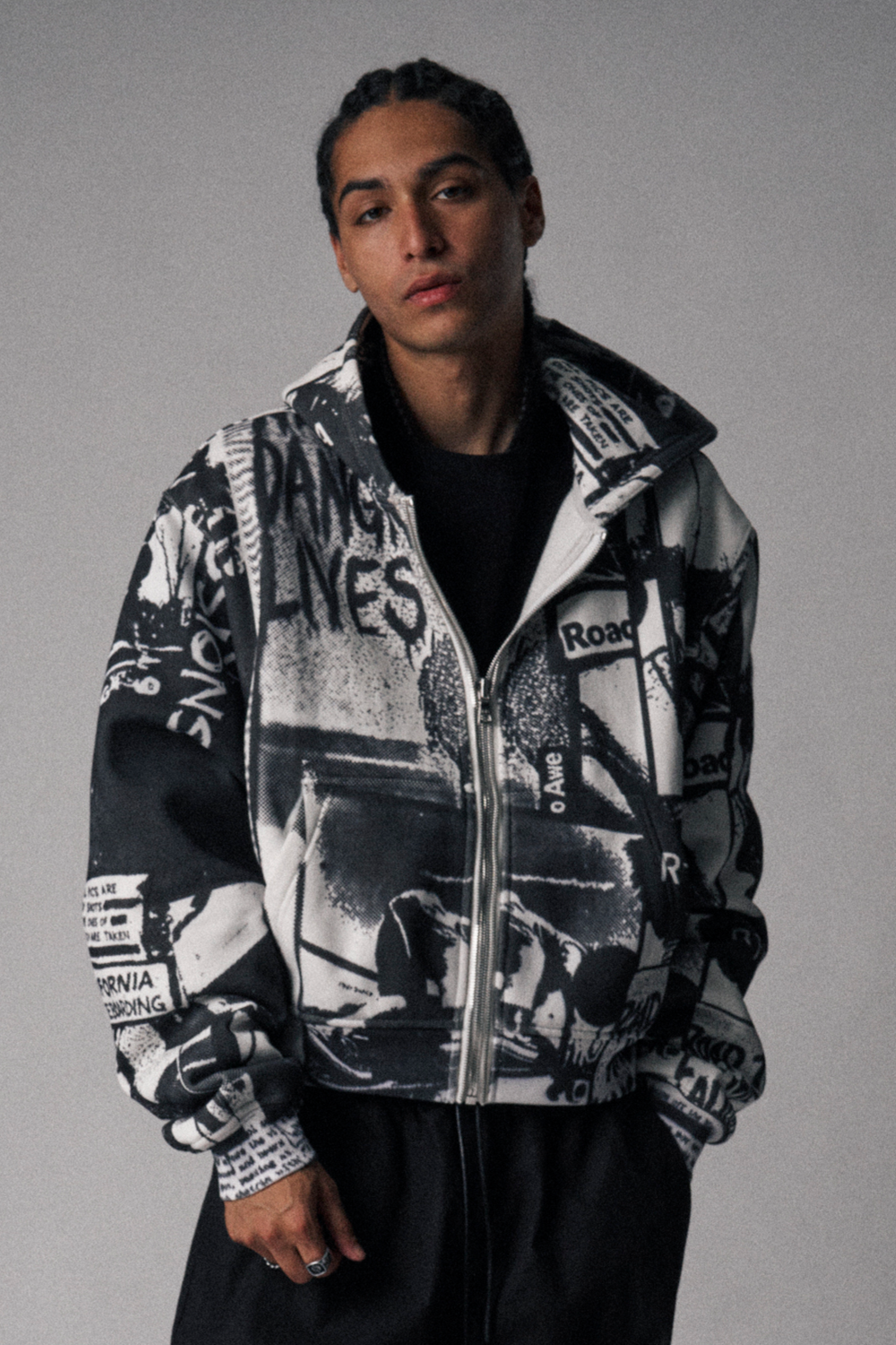 Kaen Cropped Zip Up Hoodie - Allover Poster