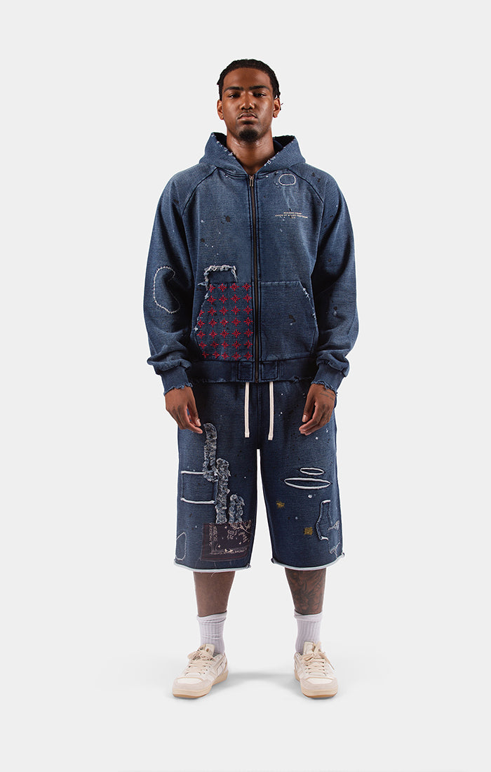 Concrete Hoodie- Indigo Dyed